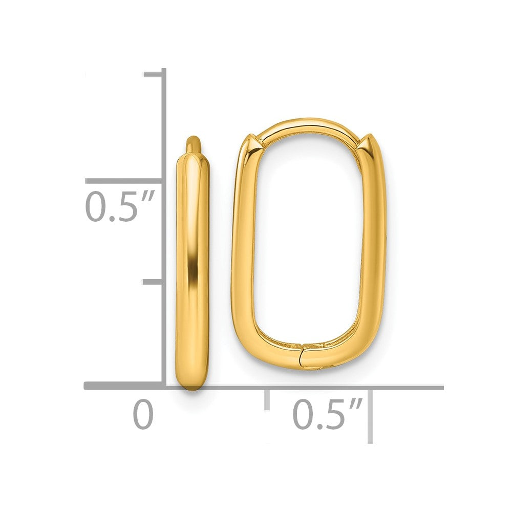 14k Polished Rectangle 2.00mm Hinged Hoop Earrings