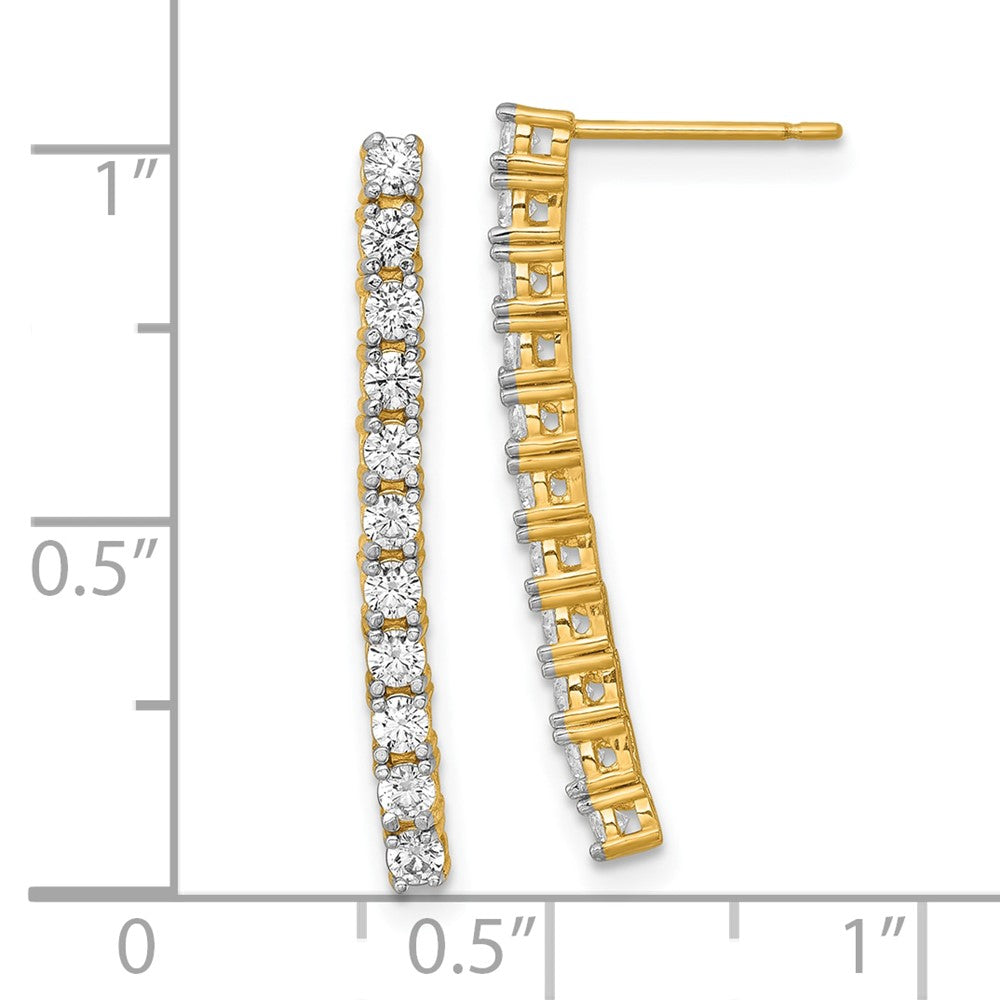 14k Polished CZ Dangle Post Earrings