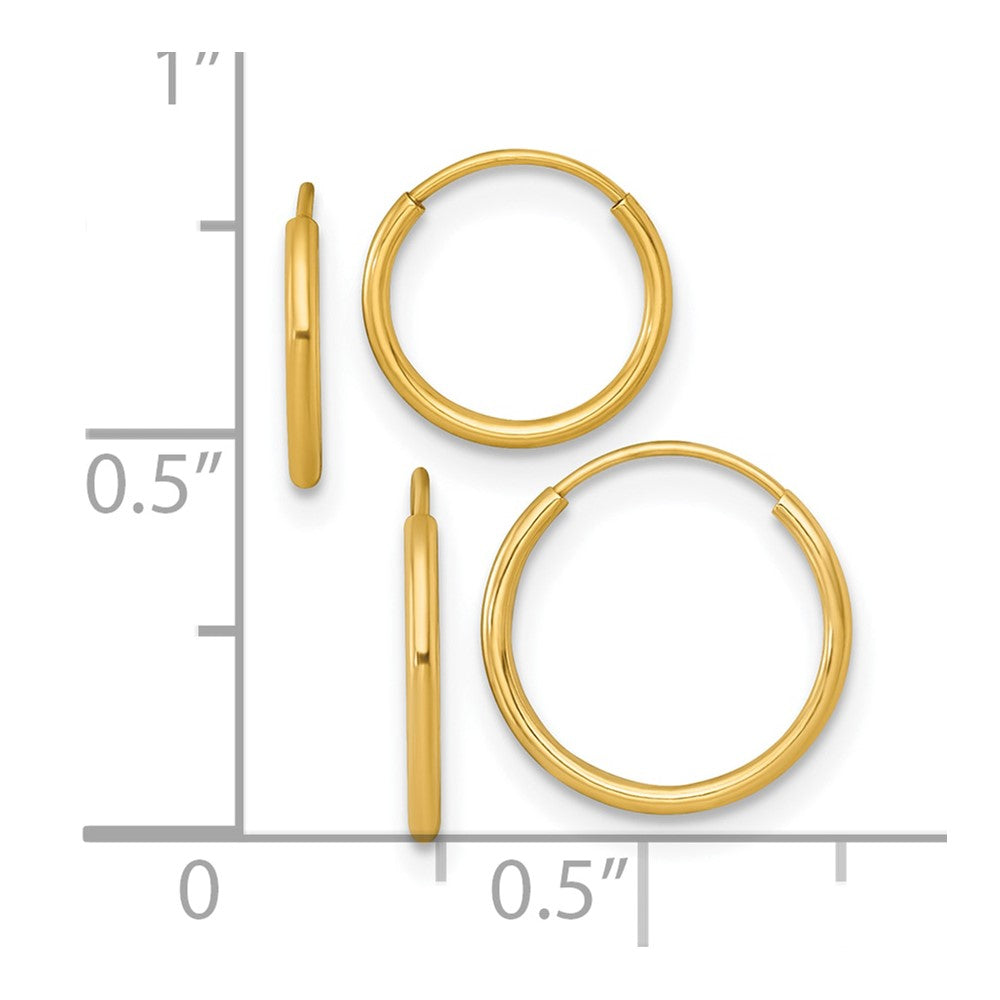 14k Polished Set of Two Pairs 1.00mm Endless Hoop Earrings