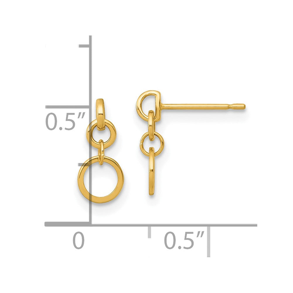 14k Polished Circles Dangle Post Earrings