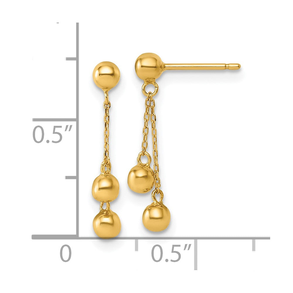14K Polished Dangle Ball Post Earrings