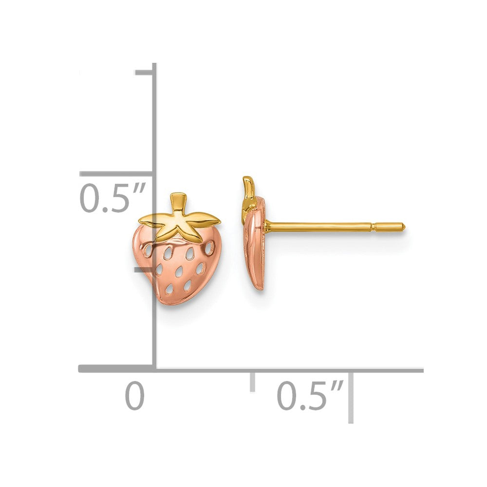 14k with Rose Rhodium Polished Strawberry Post Earrings
