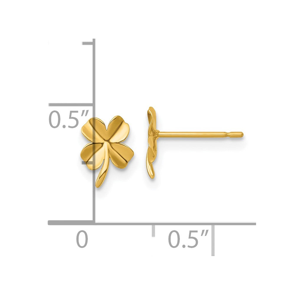 14k Polished Four Leaf Clover Post Earrings