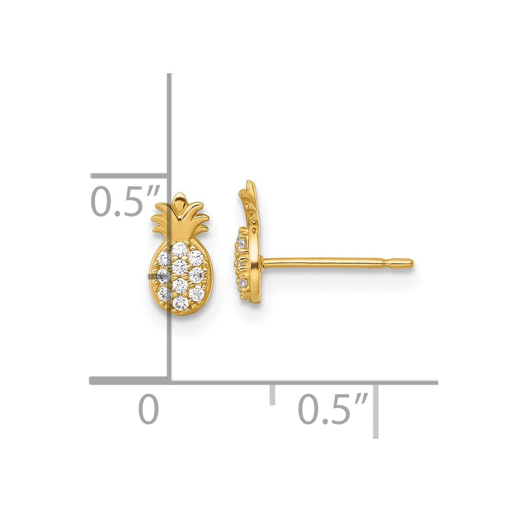 14k Polished CZ Pineapple Post Earrings