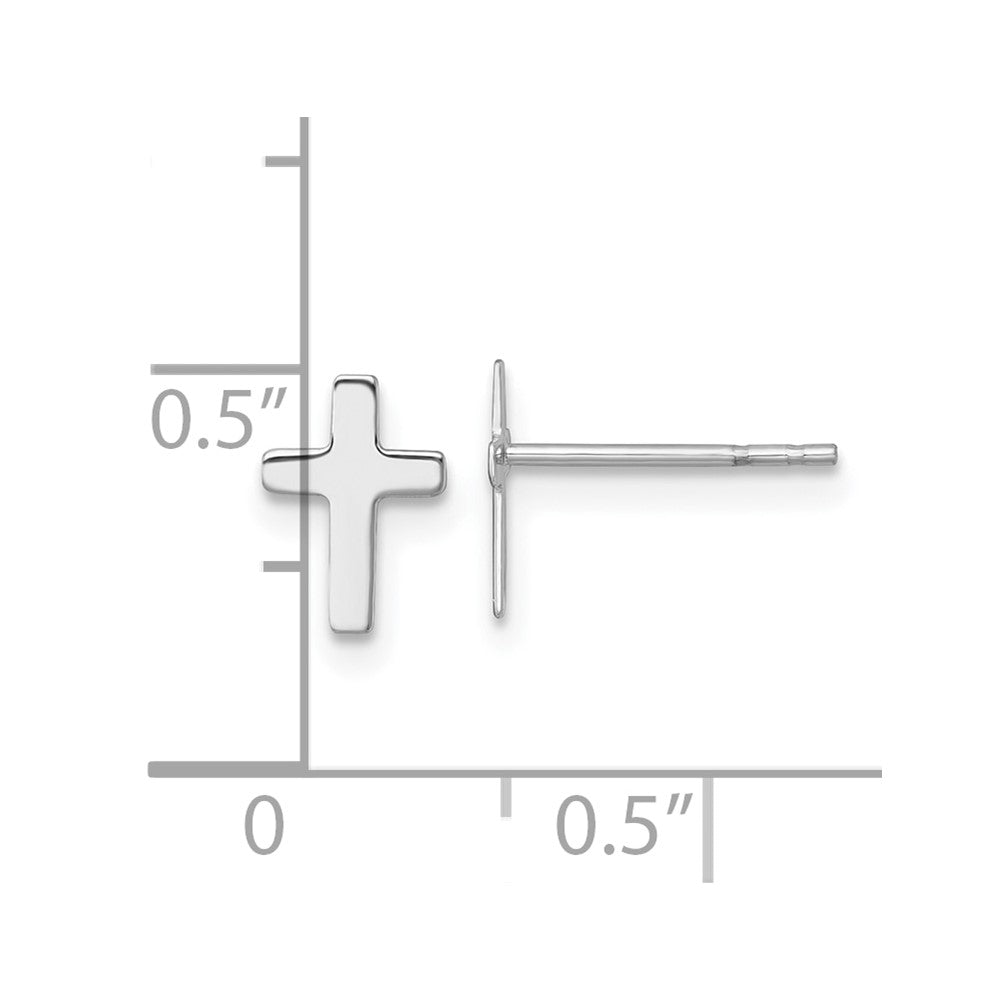 14k White Polished Latin Cross Post Earrings
