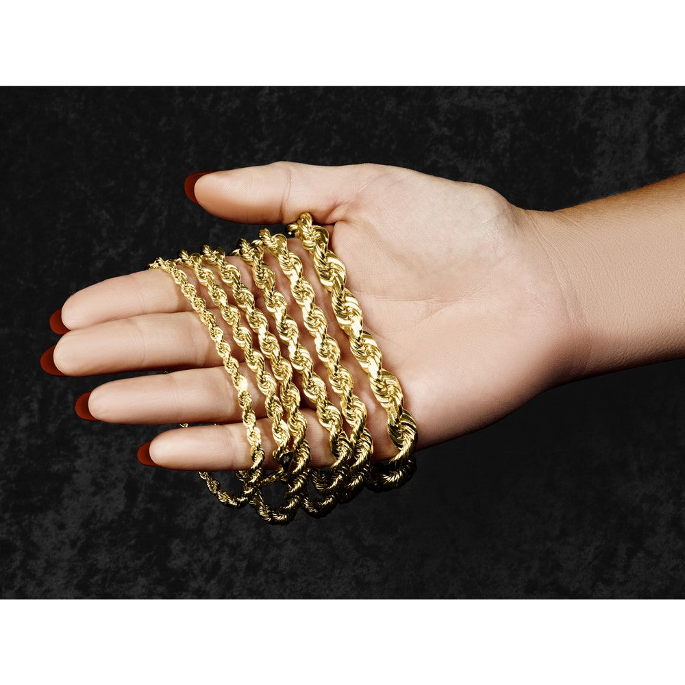 14K 20 inch 12mm Diamond-cut Rope with Fancy Lobster Clasp Chain